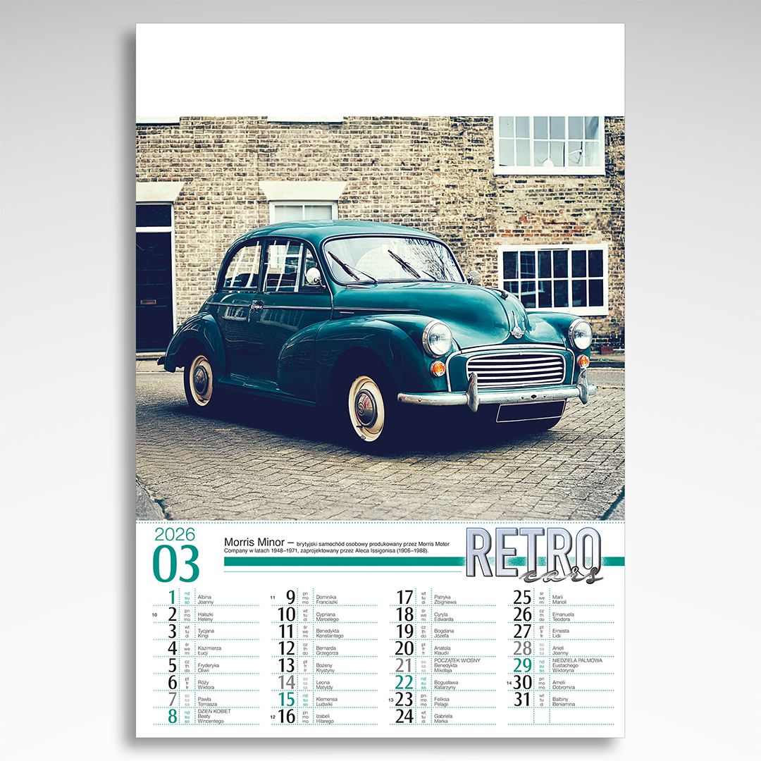 Kalendarz wieloplanszowy Retro Cars (20szt.) - 13 Kalendarz wieloplanszowy Retro Cars (20szt.) - obrazek 11