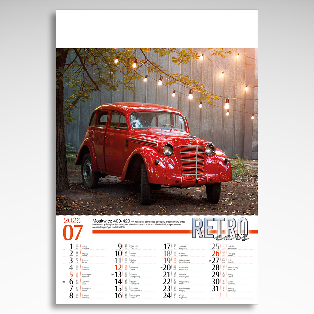 Kalendarz wieloplanszowy Retro Cars (20szt.) - 9 Kalendarz wieloplanszowy Retro Cars (20szt.) - obrazek 7