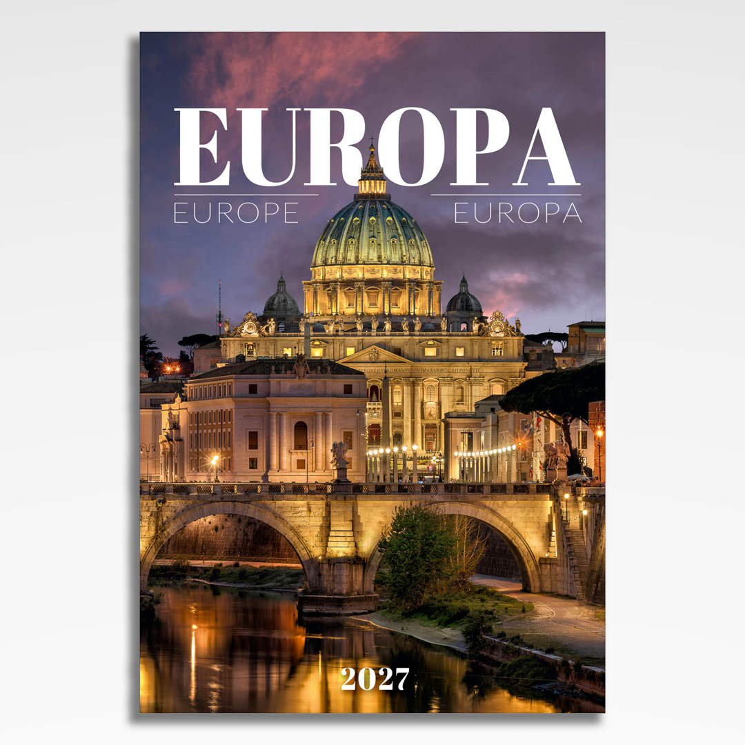 Kalendarz wieloplanszowy Europa (20szt.) - 3 kalendarz wieloplanszowy europa, okładka kalendarza z grafiką tematyczną i spiralą Wire-O